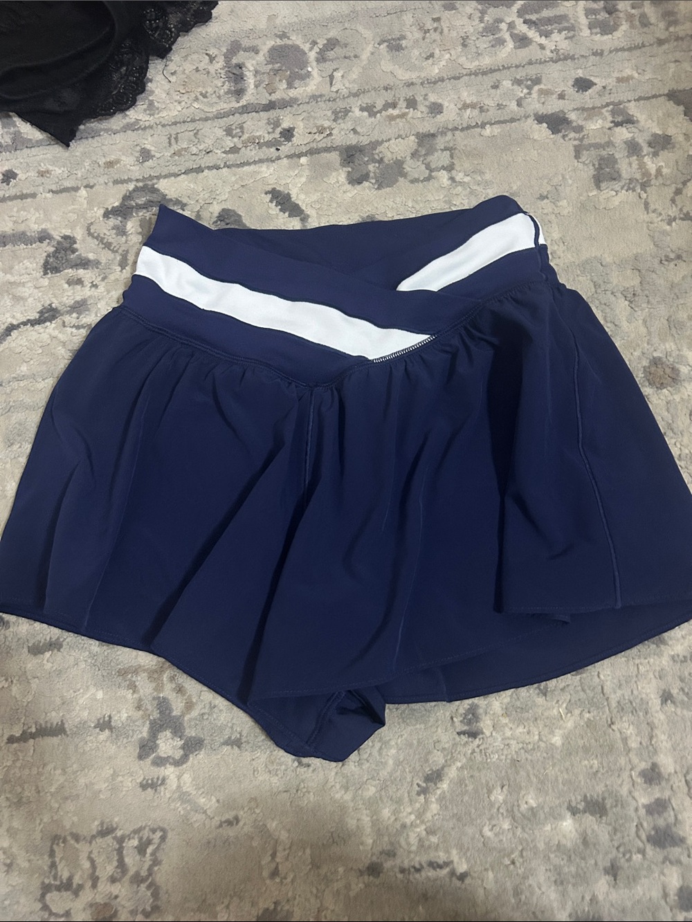 aerie Navy Athletic Skort with White Waist Stripe